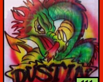 Dragon with Custom Name for Adult/Child Airbrush T-shirt/Hoodie/Pillowcase/Onesie