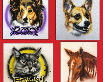 Dog Portrait (single) with Custom Name for Adult/Child Airbrush T-shirt/Hoodie/Pillowcase/Pillow Cover