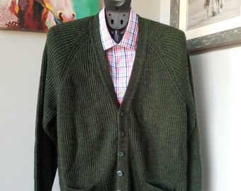 Vintage 90'S Parkhurst dark green 100% acrylic button front cardigan sweater Size Large