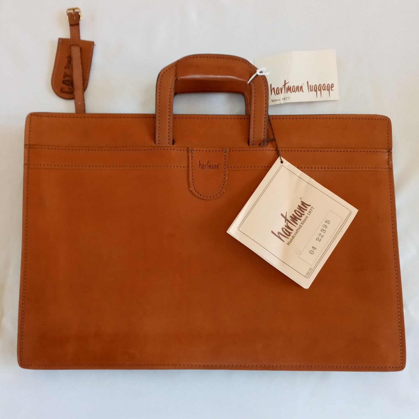 Vintage Hartmann Belting Tan Leather Retractable Handle Portfolio Briefcase