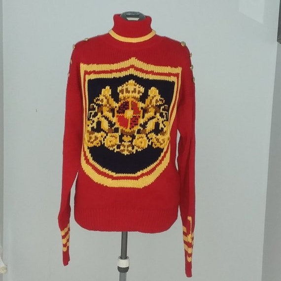 Stunning Vintage eagle's eye turtle neck sweater S