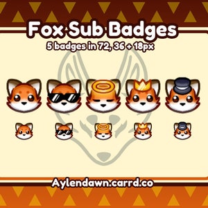 Fox Kitsune Sub Badges for Twitch [Bit Badges | Twitch Sub Badges | Stream | Discord Roles]