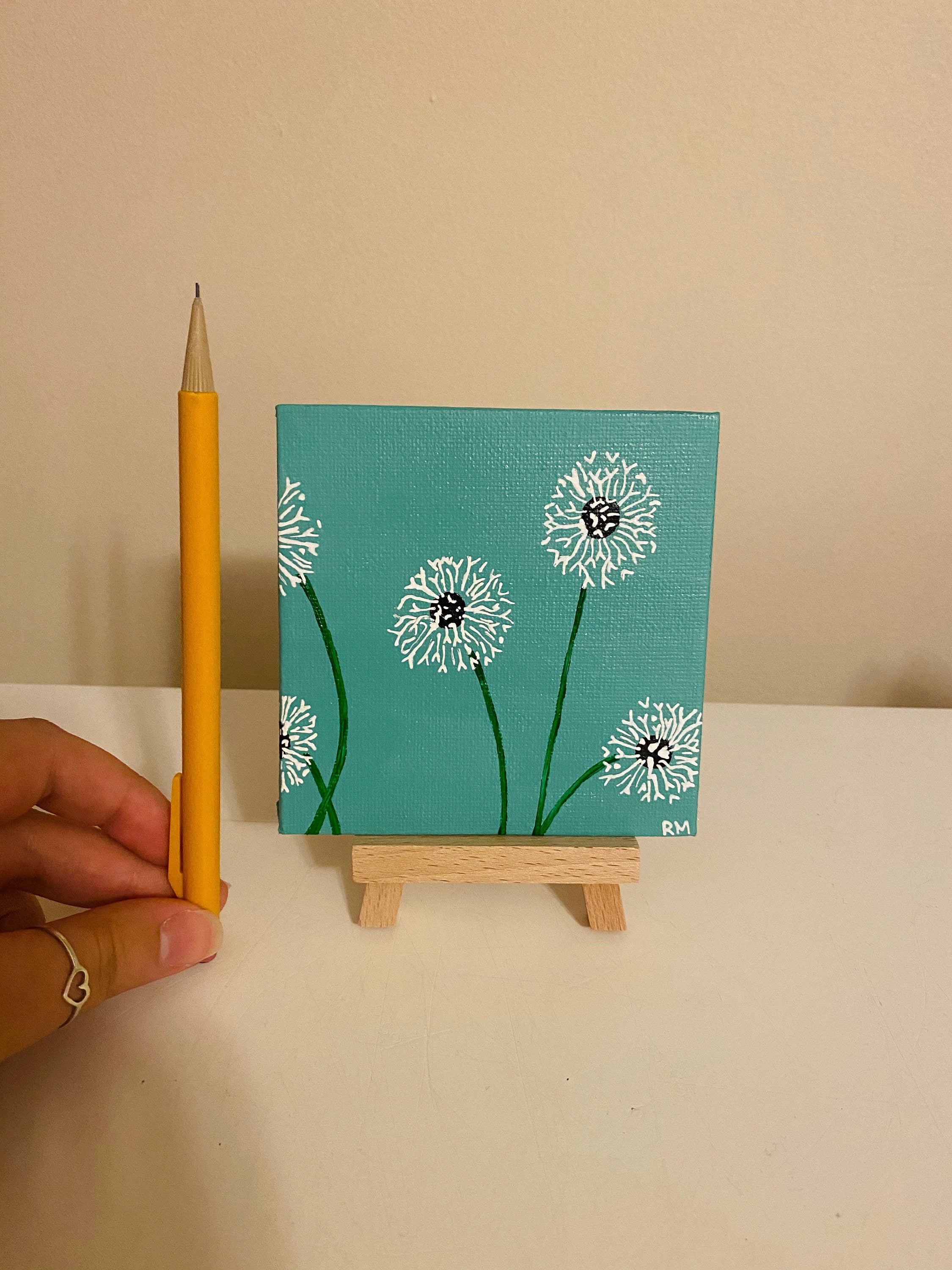 Custom Dandelion Flower Mini Canvas Painting With Easel - Etsy