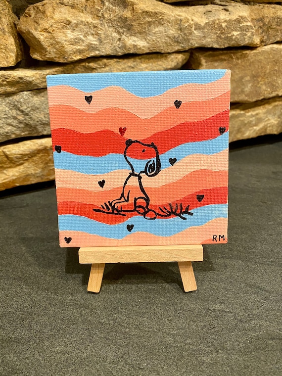 Custom Snoopy Colorful Mini Canvas Painting With Easel - Etsy