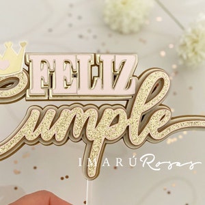 Feliz Aniversário Caketopper. Arquivo de corte digital para Cameo e Cricut SVG, modelo, coroa