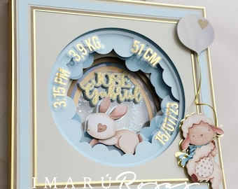 3D Frame Template (Birth Stats) – SVG + Studio Files – For Silhouette Cameo & Cricut – Digital Download – No Images
