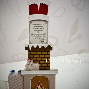 Chimney-shaped Christmas box mold for giving away banknotes. Includes the entire design, in SVG and STUDIO.