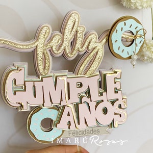 Happy Birthday Donut Cake Topper. Digital SVG cut file for Cameo and Cricut. Donut