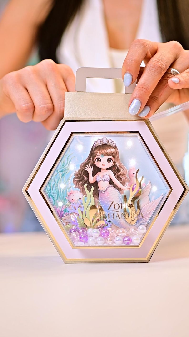 Hexagon Shaker Box With Light SVG | LED Party Favor Box Template ...