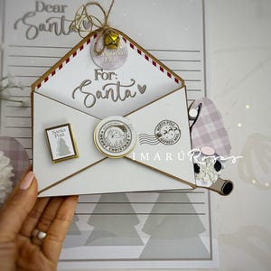 Plantilla o molde de sobre 3D y carta de Santa para cortar con cameo y cricut, studio y svg (incluye todo el diseño) video de armar en mi IG