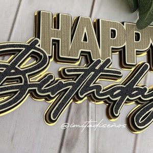 Feliz Aniversário Caketopper. Arquivo de corte digital para Cameo e Cricut SVG JPG