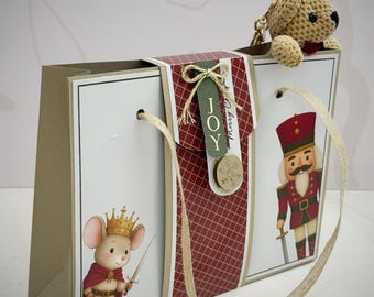Christmas Gift Bag | SVG + Studio Files | DIY Holiday Box Template for Cricut and Silhouette | Digital Papercraft Christmas Design