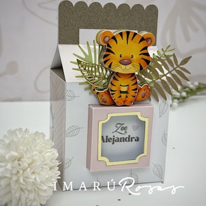 External shaker party favor box mold, surprise, exit gift, box template. INCLUDES ALL the design except the images of animals.
