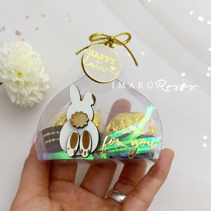 Stampo scatola in acetato per 2 cioccolatini Buona Pasqua per te, assemblati senza colla né teipe. modello di scatola. COMPRENDE TUTTO il design.