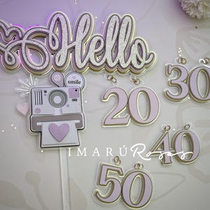 Caketopper Hello 20, 30, 40 oder 50 Form, in SVG und im Studio, ein vielseitiges Design, zum Schneiden in Cameo und Cricut, umfasst das gesamte Design.