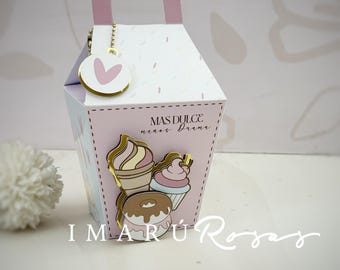 Boîte à pâtisserie | Fichier numérique SVG et STUDIO pour Cricut et Silhouette | Boîte de fête imprimable. Comprend le design complet.
