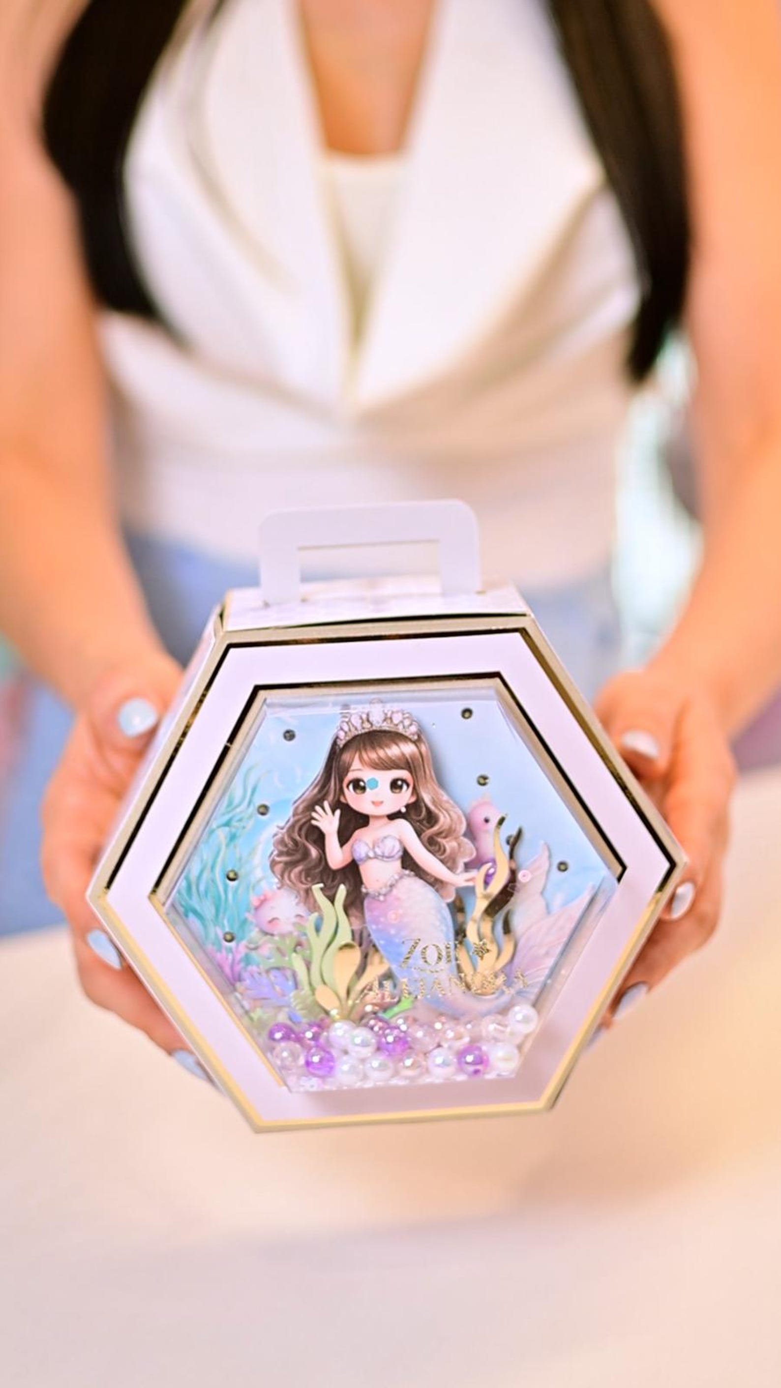 Hexagon Shaker Box With Light SVG | LED Party Favor Box Template ...