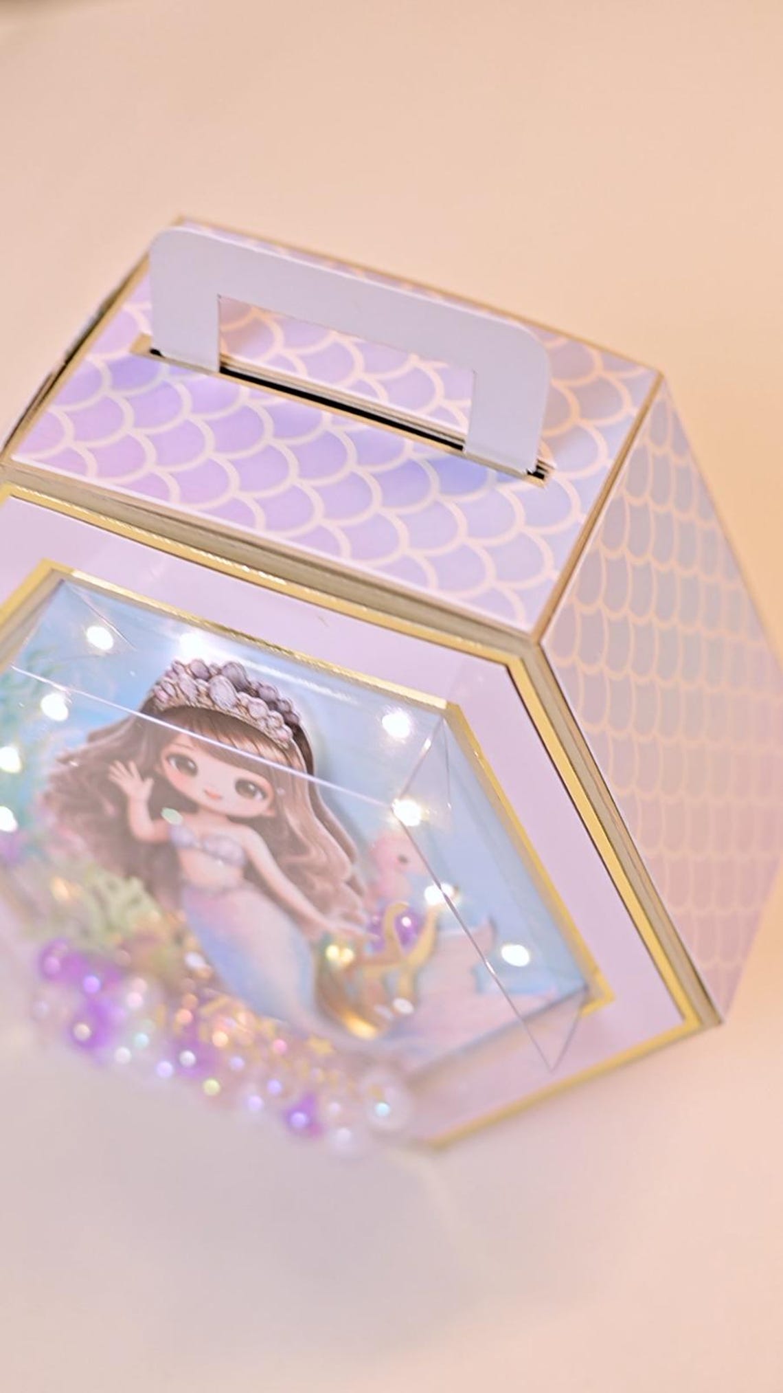 Hexagon Shaker Box With Light SVG | LED Party Favor Box Template ...