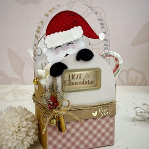 Hot chocolate Christmas box cutting template or mold, includes the entire design, It is cut in cameo or cricut, with movement and lighting