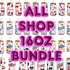 Bundel van 90-16 oz libbey-glas kan inpakken, png, sublimatie digitale download, frisdrank coquette 16 oz libbey, UVDTF-beker wrap png-bestanden