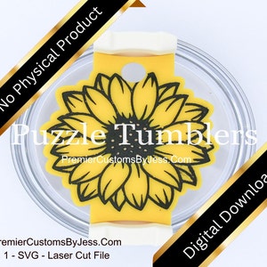 Digital SVG Sunflower 40oz Tumbler Lid Tag, 40oz Lid Topper SVG, SVG Laser Cut File, 40oz Stan & Generic Lid Cut File, Digital Download