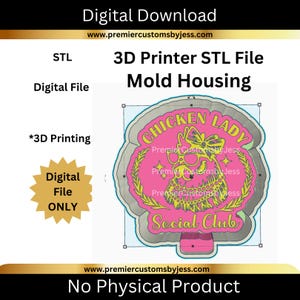 Chicken Lady Social Club Car Freshie Housing STL File, STL 3D Printer File, Digital, STL 3D Printing File, Custom Car Freshie, Easter Molds