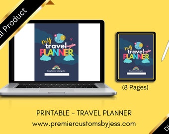 Travel Planner Printable, Child Trip Planner, Teen Planner, Vacation Planner, Roadtrip Diary, Holiday Notebook Journal, Packing List, Print