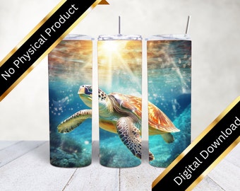 DIGITAL 3D Tumbler Wrap, 20oz Skinny Tumbler Wrap, Instant Digital Download, PNG File, SVG File, Sea Turtles, Sea Turtle Tumbler    D32