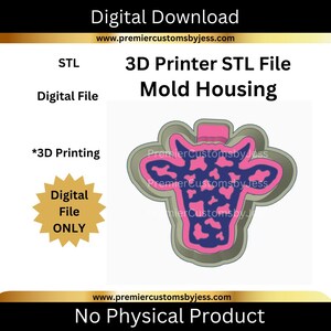 Cow Car Freshie Housing STL File, STL 3D Printer File, Digital Download, STL 3D Printing File for Silicone Mold Maker, Mold Housing (33)