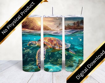 DIGITAL 20oz Tumbler File, Sea Turtles, Sea Turtle Custom Tumbler, Digital File, Digital Download, PNG, Sublimation Tumbler Wrap File, D31