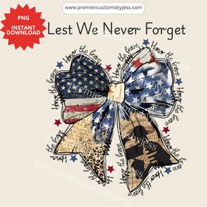 Coquette américaine PNG, Honor the Brave PNG, Memorial Day Coquette Bow PNG, 4 juillet Clipart, Support Our Troops PNG