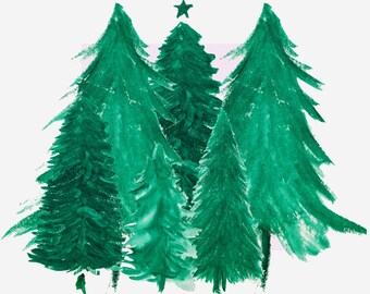 Watercolor Christmas Trees