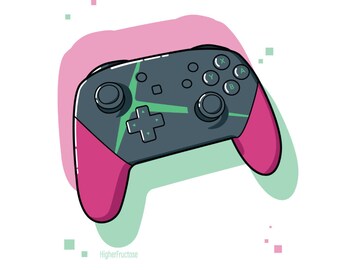 Nintendo Switch Pro Controller - 8 x 8  Illustration Art Print