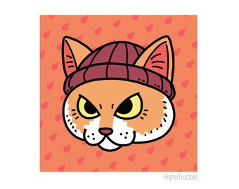 Hooligan Cat - 8 x 8 Illustration Art Print