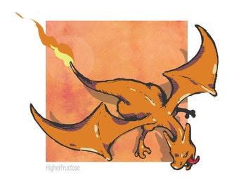 Charizard Takes Flight - 8 x 8 Pokémon Illustration Art Print