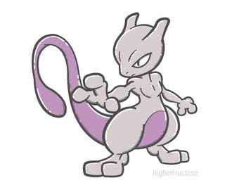 Mewtwo - 8 x 8 Pokémon Illustration Art Print