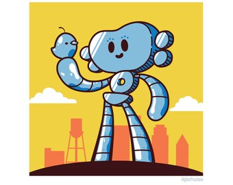 Little Traveling Man- 8 x 8 Illustration Art Print