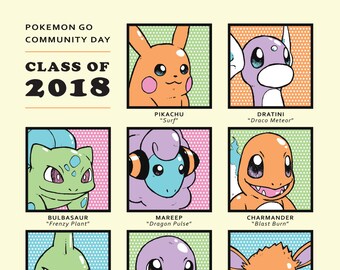 Pokémon Go Community Day Class of 2018 - 11 x 14 Illustration Art Print