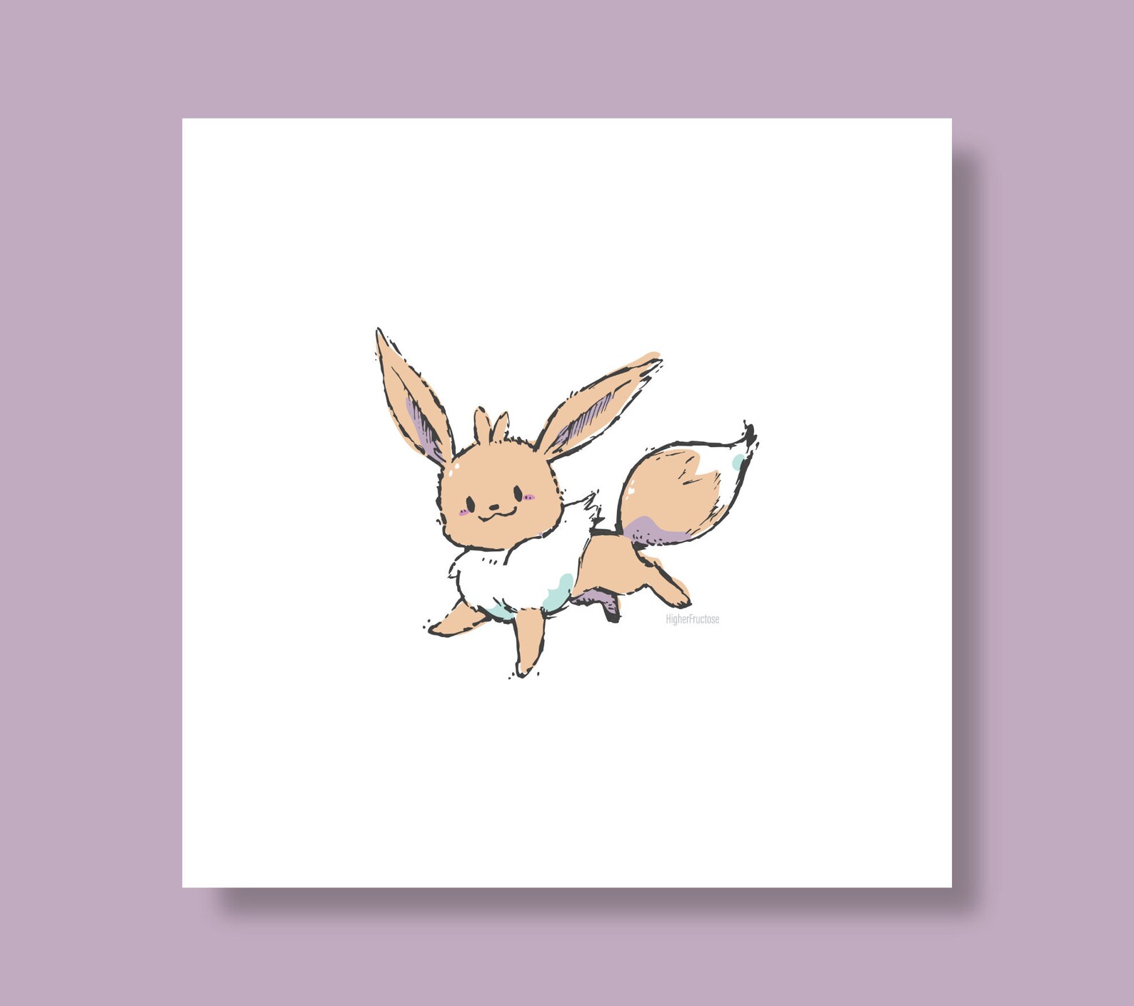 Let's Go Eevee 8 x 8 Pokémon Illustration Art Print | Etsy