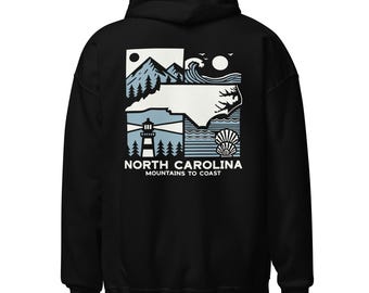 North Carolina Mountains to Coast Hoodie Scenic Hoodie for Nature Lovers
