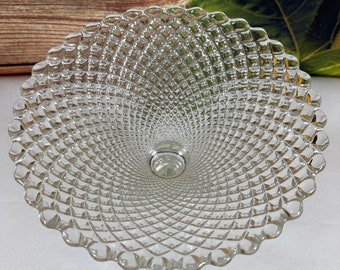 Small Hobnail pedestal diamond point design clear glass bowl,