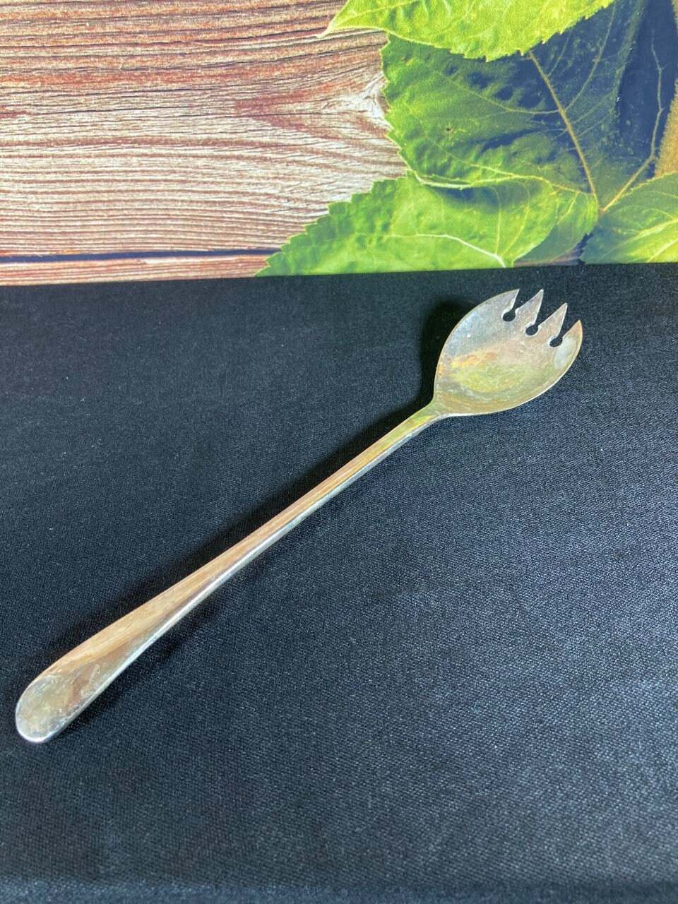 Large Serving Spoon Silver Plated Vintage Italy 1970s Salad Spoon