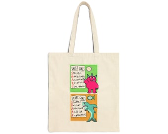 SMART Goals vs Shark Goals Checklist Tote Bag | Cute Goblin Illustration