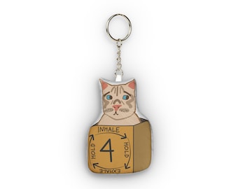 I Need to Breathe Cat | Box-Breathing keychain | Custom Shape Mini Plush Keychain | Mental Health