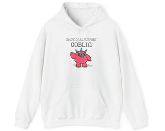 Hoodie met emotionele steun in de vorm van een goblin | Grappige roze monsterillustratie, knus en comfortabel