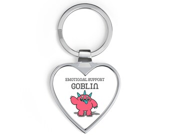 Sleutelhanger met emotionele steun, een goblinhart | Roestvrijstalen monstersleutelhanger