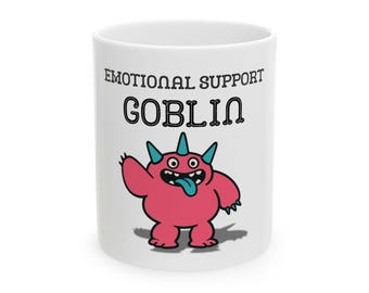 Emotional Support Goblin Mug | Pink Monster Ceramic Coffee Cup