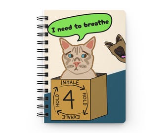 Cat in Box-Breathing Journal | Spiral Bound Journal | Mental Health