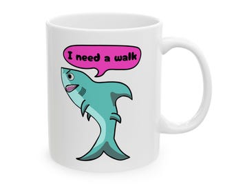 Shark Character Ceramic Mug | Ocean Animal Mental Health Drinkware