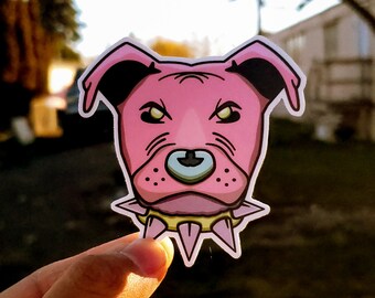 Pink Pitbull lover Sticker| dog art |Great For Hydro Flasks, Laptops, Notebooks and More! | Illustration decal
